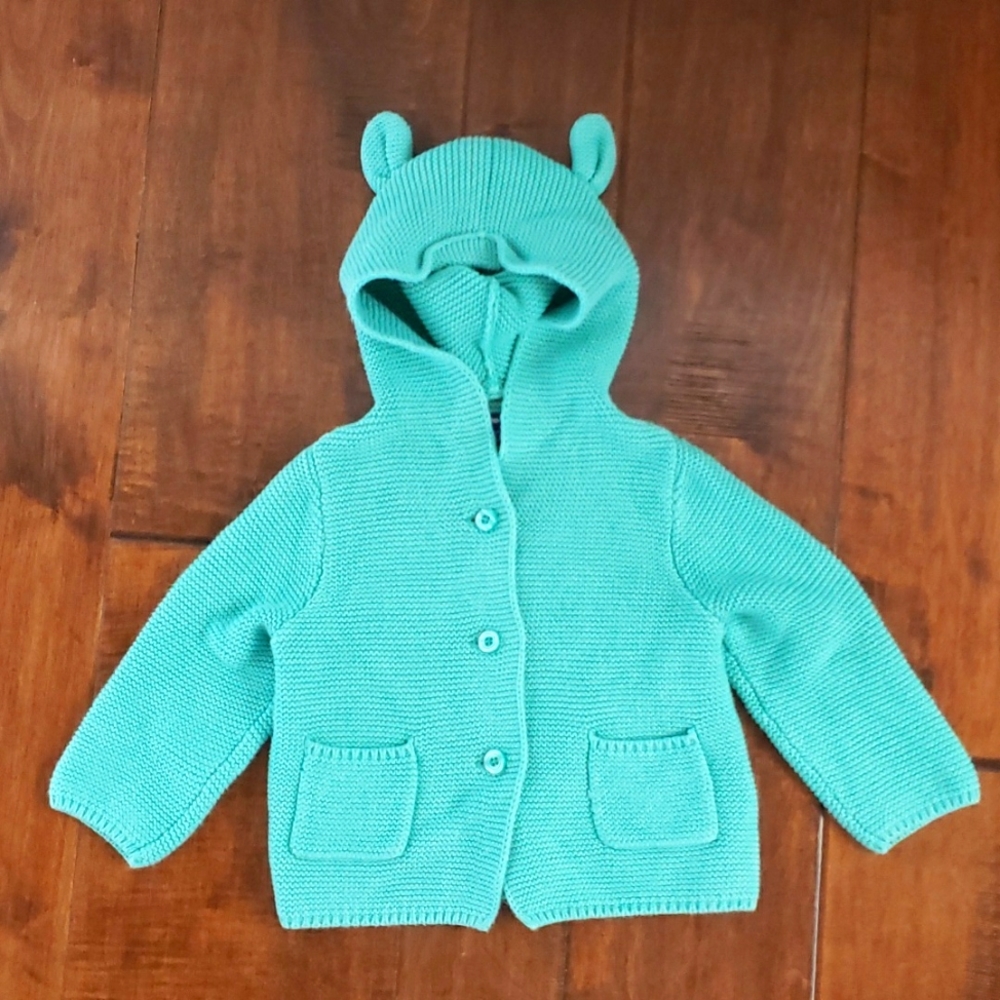 babyGap | Baby Bear Garter Cardigan | 12-18m | Green